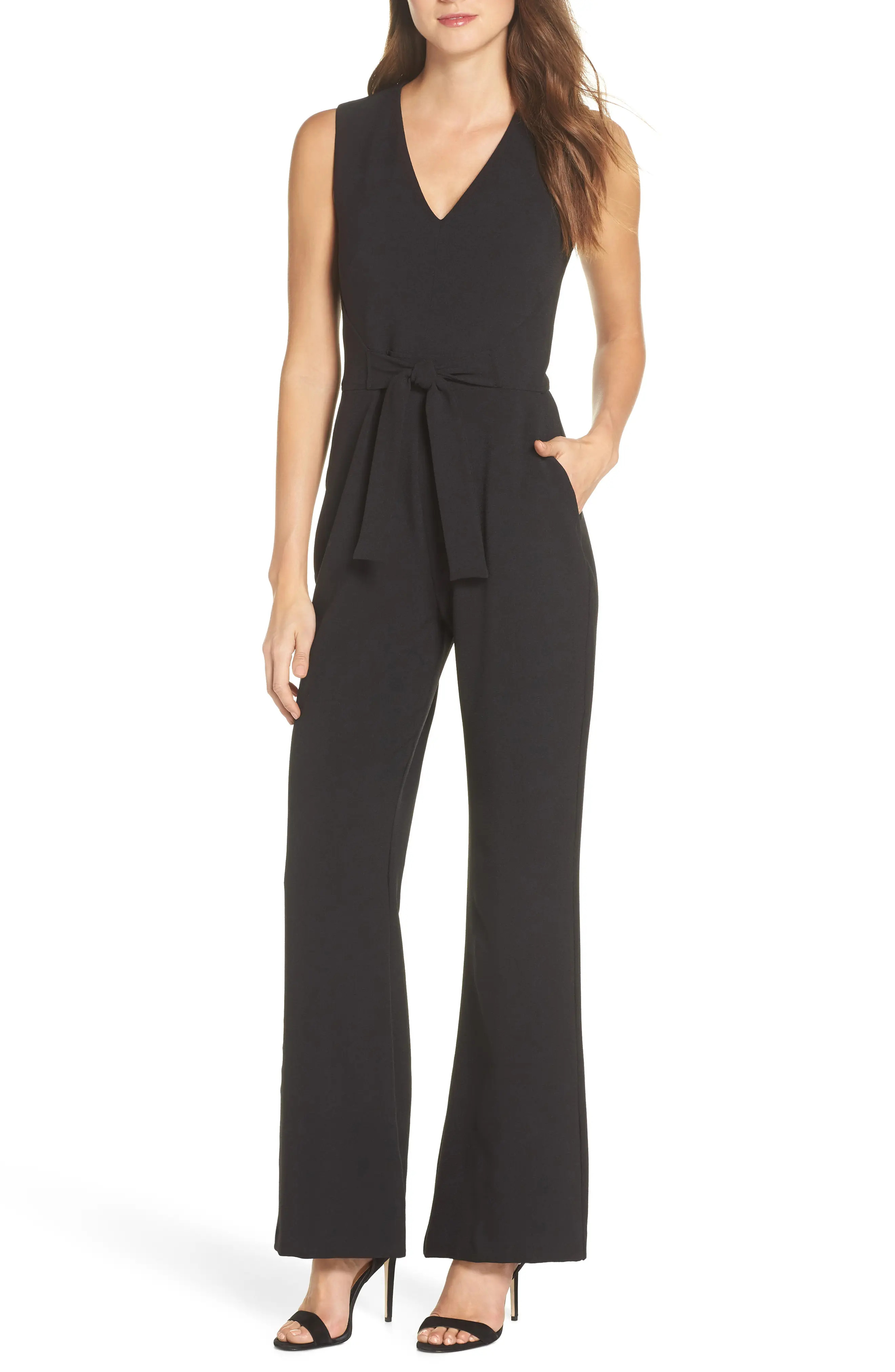 Women's Vince Camuto Tie Waist Crepe Jumpsuit | Nordstrom