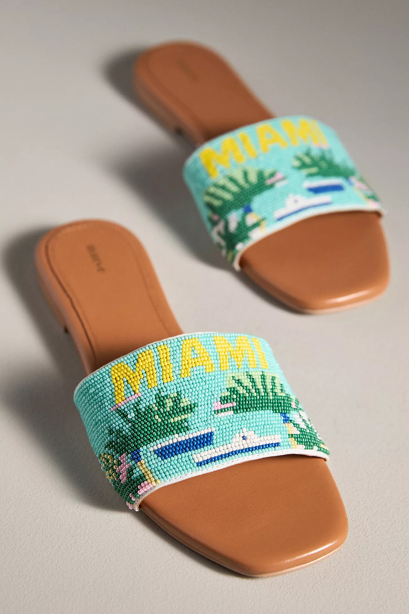 The Fiona Beaded Slide Sandals by Maeve | Anthropologie (US)