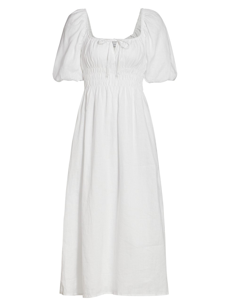 Faithfull the Brand Women's Maurelle Puff-Sleeve Midi Dress - Plain White - Size XS | Saks Fifth Avenue