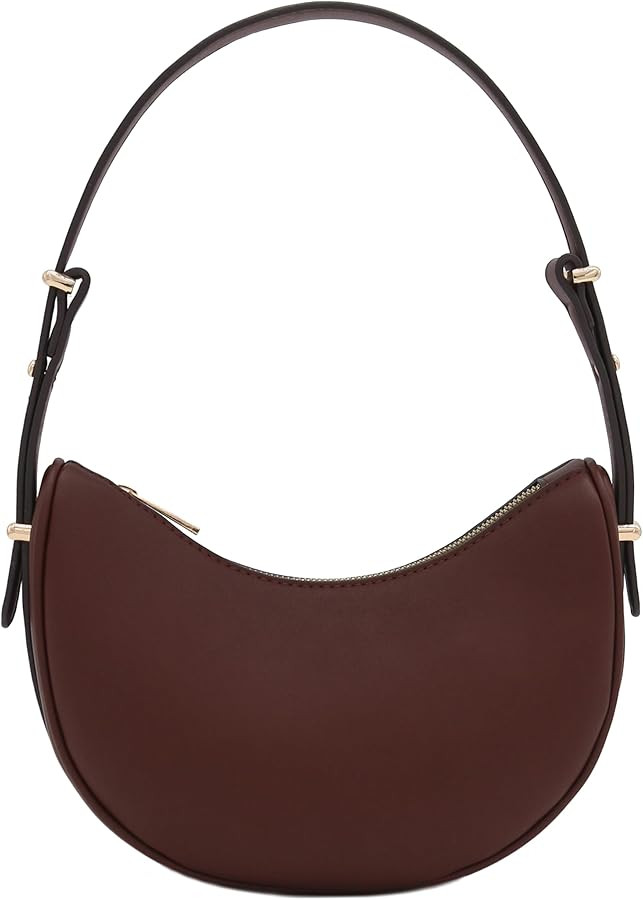Small Crescent Smooth Faux Leather Underarm Shoulder Bag | Amazon (US)