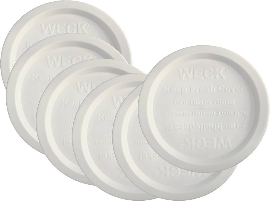 Weck Jar Keep Fresh Plastic Lids, 6 PACK, Medium -80 Millimeter --Fits models 900, 976, 746, 901,... | Amazon (US)