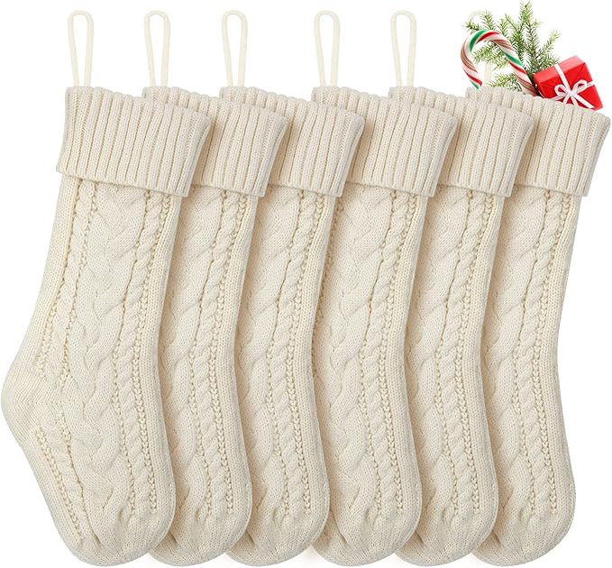 Christmas Stockings, 6 Pack 18 Inches Knit Christmas Stockings Xmas Hanging Stockings for Family ... | Amazon (US)