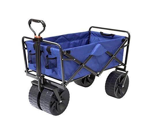 Mac Sports Heavy Duty Collapsible Folding All Terrain Utility Beach Wagon Cart, Blue/Black | Amazon (US)