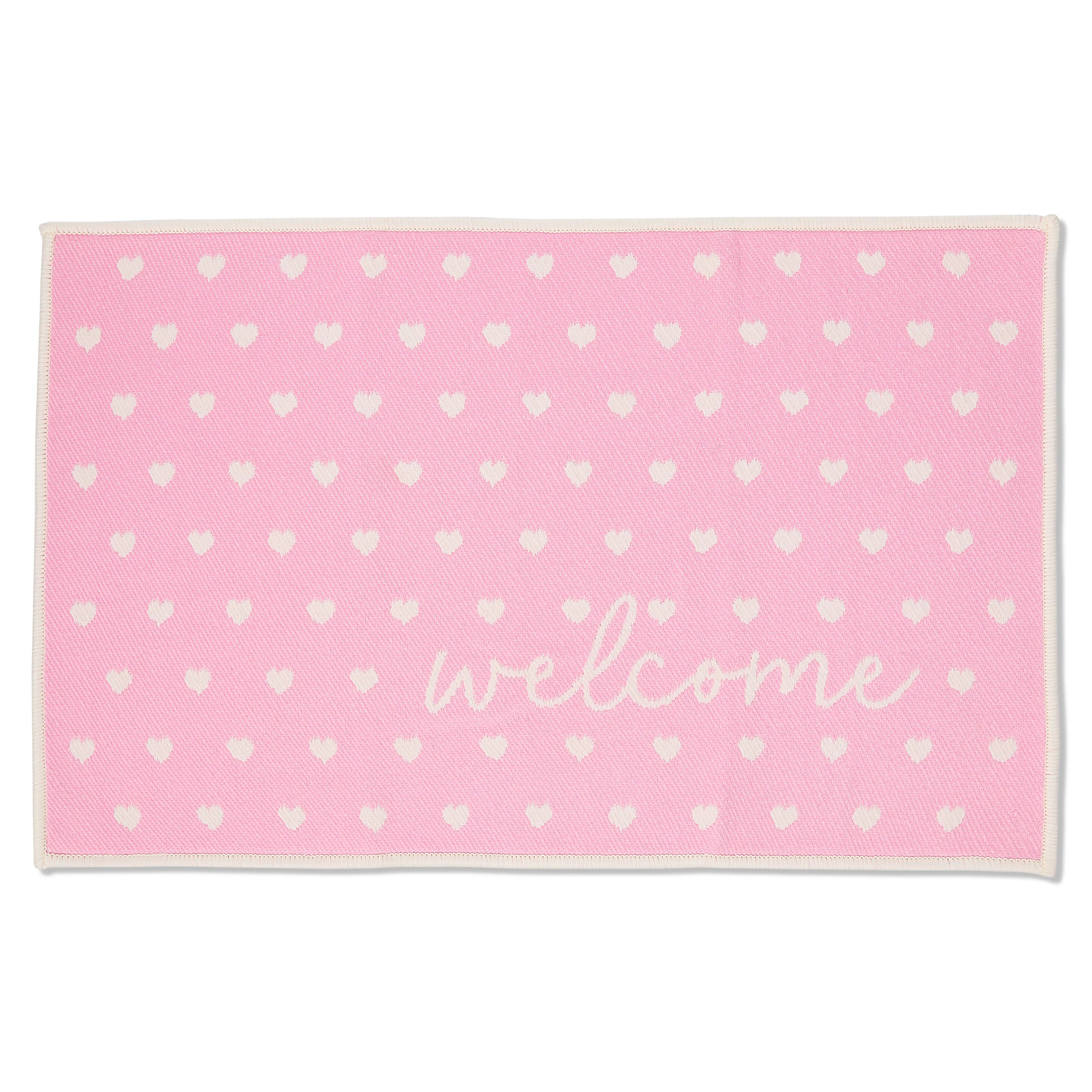 Reversible Fabric Welcome Hearts Doormat, Pink and White, 36" x 24", Valentine's Day by Way To Ce... | Walmart (US)
