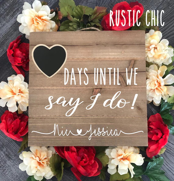 Engagement Gifts For Couple, "Days Until We Say I Do", Wedding Countdown Chalkboard Sign, Engagem... | Etsy (US)