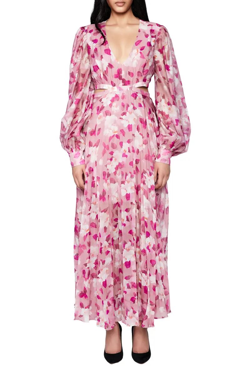 Bardot Floral Cutout Pleated Long Sleeve Maxi Dress | Nordstrom | Nordstrom
