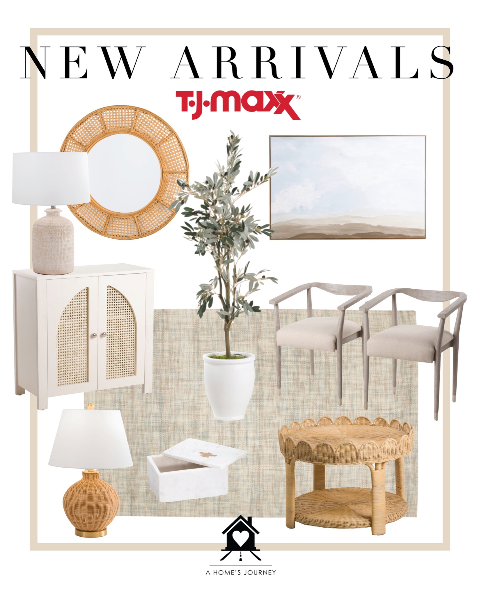 Coastal home, TJ Maxx, Rattan, scalloped side table, olive tree, wall mirror, Spring home decor, side table, scalloped coffee table, designer dupes

#LTKSeasonal #LTKFind #LTKhome