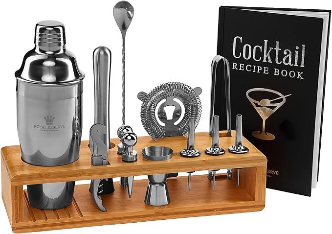 Cocktail Mixology Shaker Set by Royal Reserve - 16-Piece Bartender Set with an Elegant Bamboo Sta... | Amazon (US)