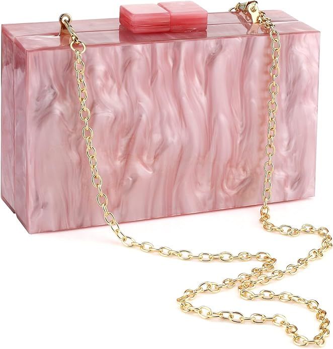 Acrylic Purses and Handbags with Marbling for Women Elegant Banquet Evening Crossbody Handbag Box... | Amazon (US)