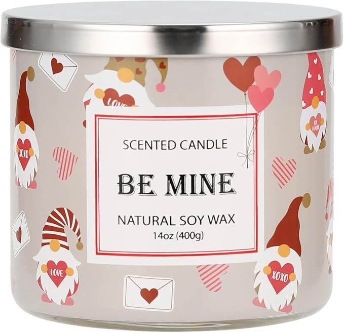 Valentine’s Day Gnomes Candle Gifts Strawberry Scented Natural Soy Candle 3 Wick Large Jar 14 o... | Amazon (US)