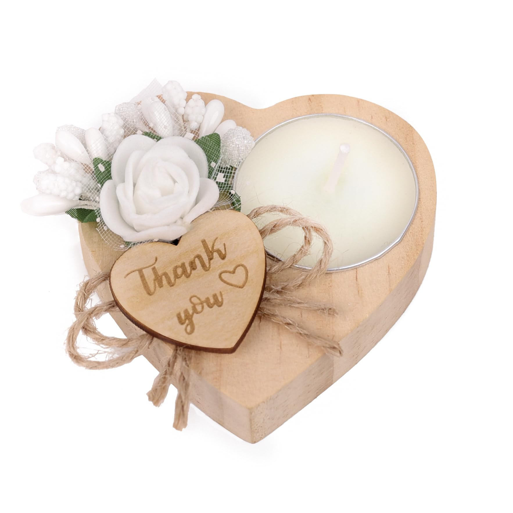 Wooden TeaLight Set with Heart Candle Holder for Wedding Favors for Guests, Christmas Party Favor... | Amazon (US)