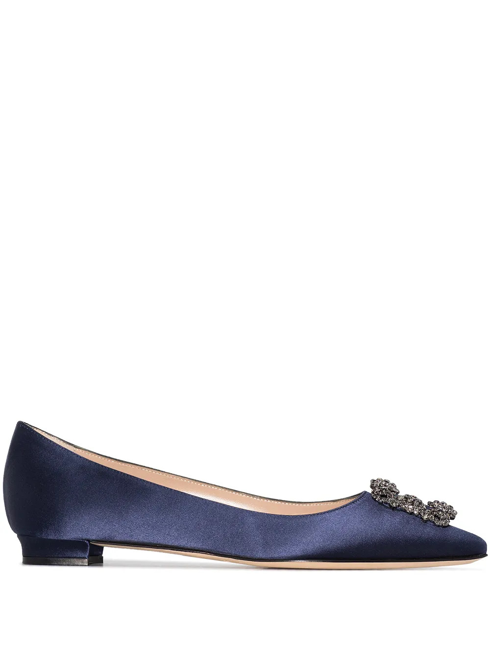 Manolo Blahnik Hangisi Appliqué Flat Pumps | Blue | FARFETCH TH | Farfetch Global