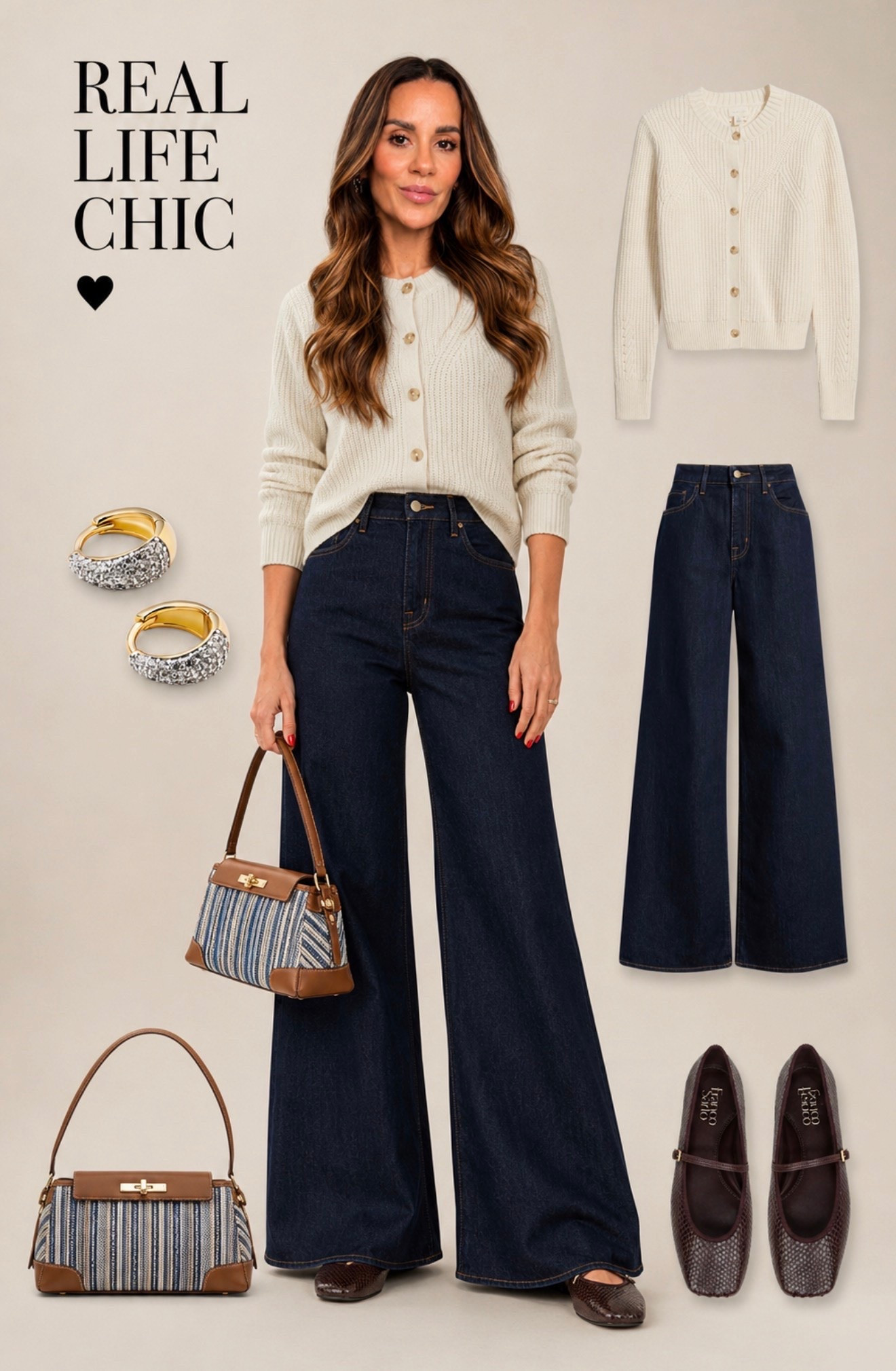 This outfit is proof that timeless style is always worth it. 🤍

A classic cream cardigan, flattering dark wash wide-leg jeans, elegant flats, and a structured handbag… these are the pieces you’ll reach for year after year, not just one season.

If you’re building a wardrobe you’ll actually wear, start with pieces like these. I’ve linked everything so you can shop the complete look before your favorites sell out. ✨

cream cardigan, cardigan outfit, dark wash wide leg jeans, wide leg denim, classic outfit ideas, timeless wardrobe, capsule wardrobe, elevated basics, chic everyday outfits, effortless style, minimalist fashion, neutral wardrobe, elegant casual outfit, ballet flats outfit, structured handbag, women over 40 fashion, wardrobe staples, fall outfit inspiration, LTK outfit, Real Life Chic.

#LTKootd #LTKOver40 #LTKSaleAlert