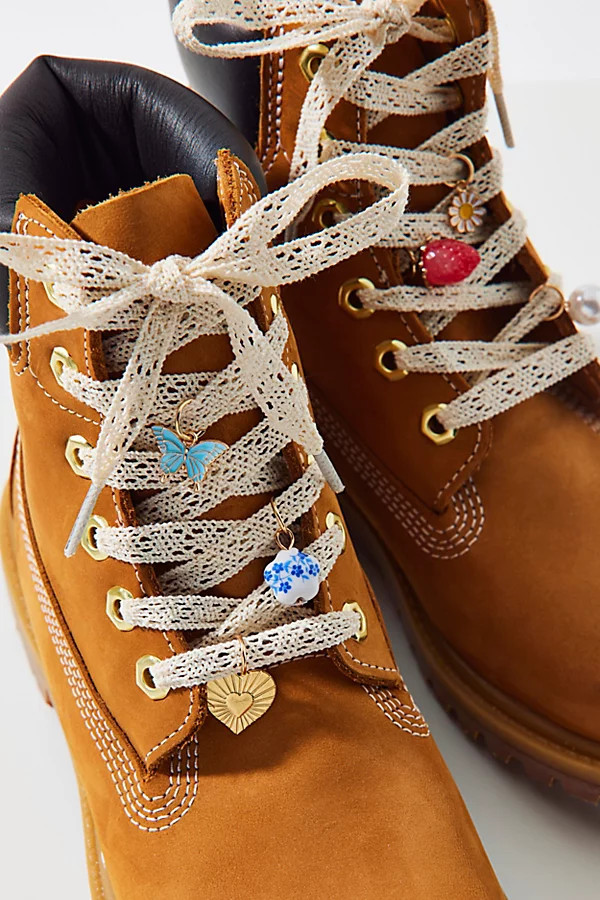 Shoelace Charms Set in Ivory Lace/Mixed Metal, Women's at Urban Outfitters | Urban Outfitters (US and RoW)