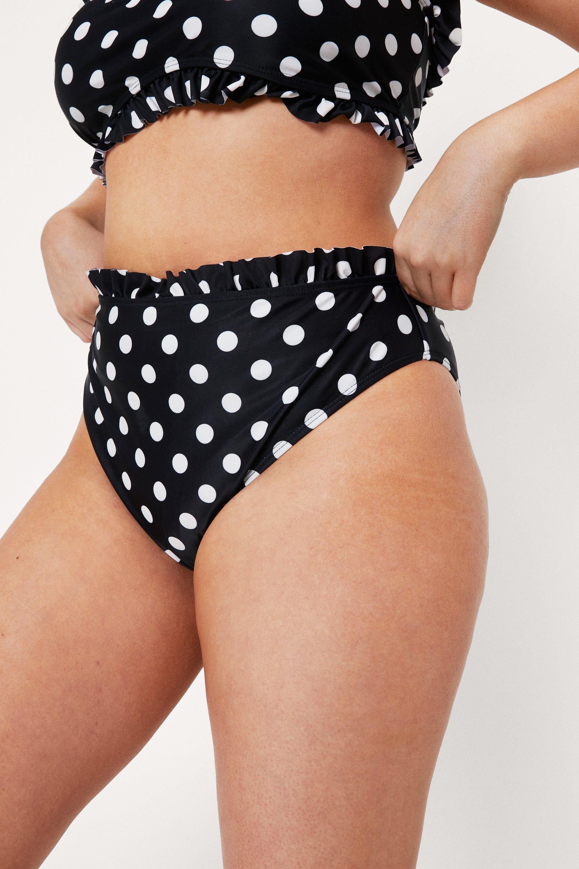 Plus Size Polka Dot Print Ruffle Bikini Bottoms | Nasty Gal (US)