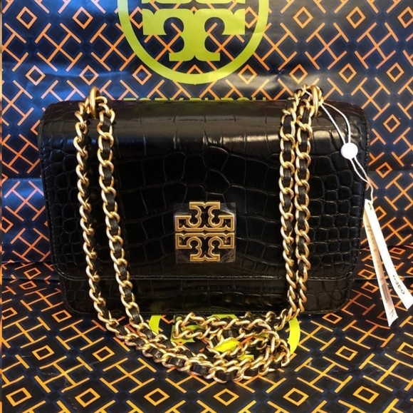 NWT Tory burch britten croc small shoulder crossbody bag | Poshmark