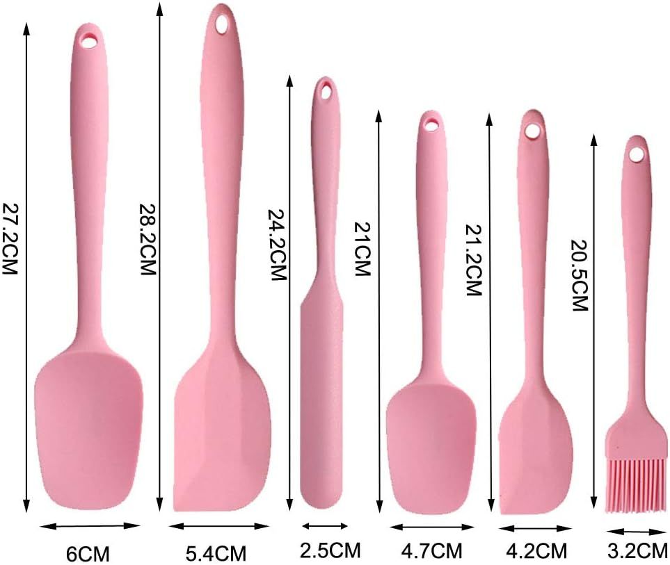 BINHAI Silicone Spatula Set - Pink 6 Piece Non - Stick Rubber Spatula with Stainless Steel Core -... | Amazon (US)