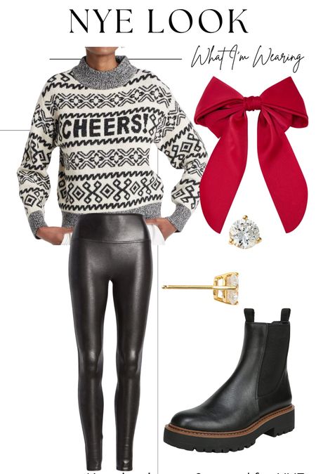 My New Years Eve Outfit - I sized up in the sweater / Casual NYE Look / Sweater / Leggings / Hair Bow / Boots. 

#LTKfindsunder100 #LTKstyletip #LTKHoliday