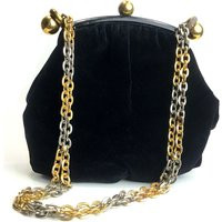 Vintage black velvet purse black velvet bag boho bohemian 1920s 20s gatsby flapper 1960s bag 60s bag 1960s purse 60s purse mod handbag chain | Etsy (US)