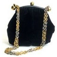 Vintage black velvet purse black velvet bag boho bohemian 1920s 20s gatsby flapper 1960s bag 60s bag 1960s purse 60s purse mod handbag chain | Etsy (US)