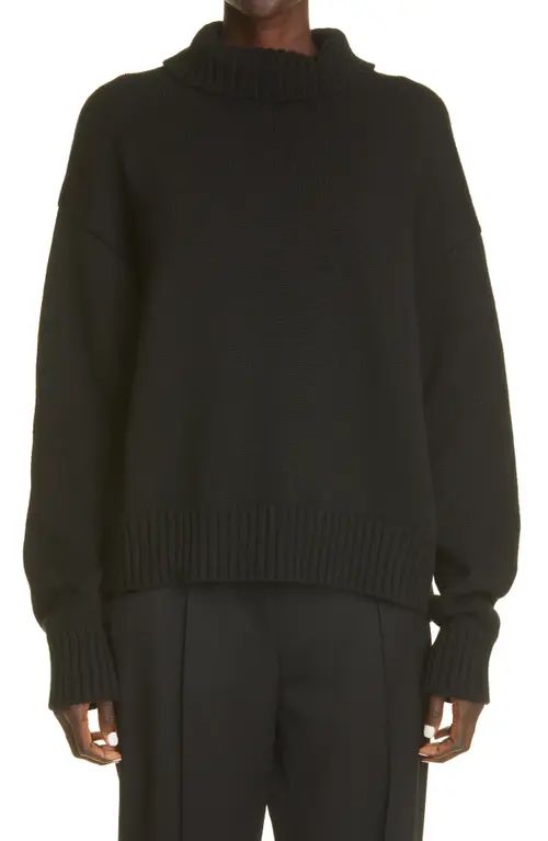 Jil Sander Oversize Cashmere Blend Turtleneck Sweater in Black at Nordstrom, Size 8 Us | Nordstrom