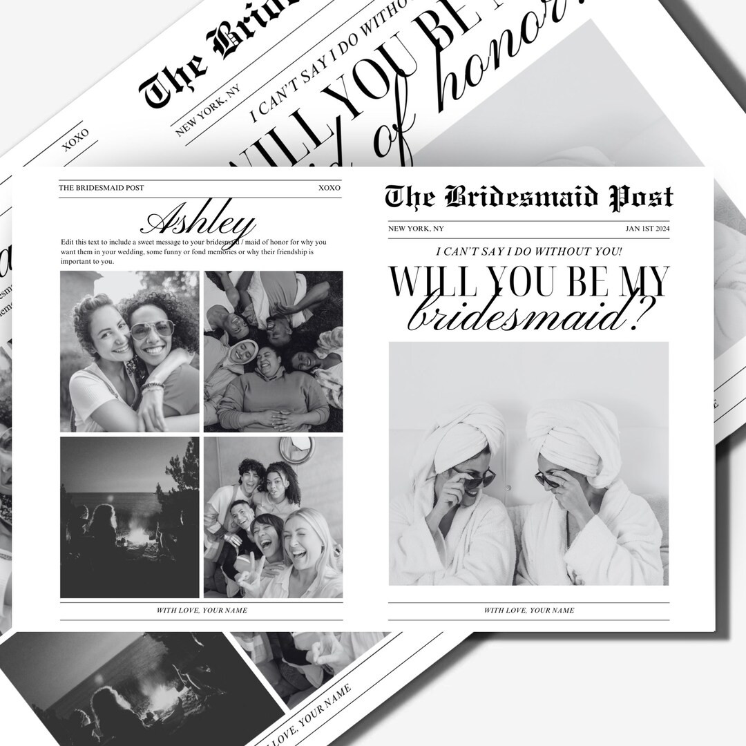 Bridesmaid Flower Bouquet Wrap Newspaper Template Customizable & Unique Wedding Keepsake, Wedding... | Etsy (US)