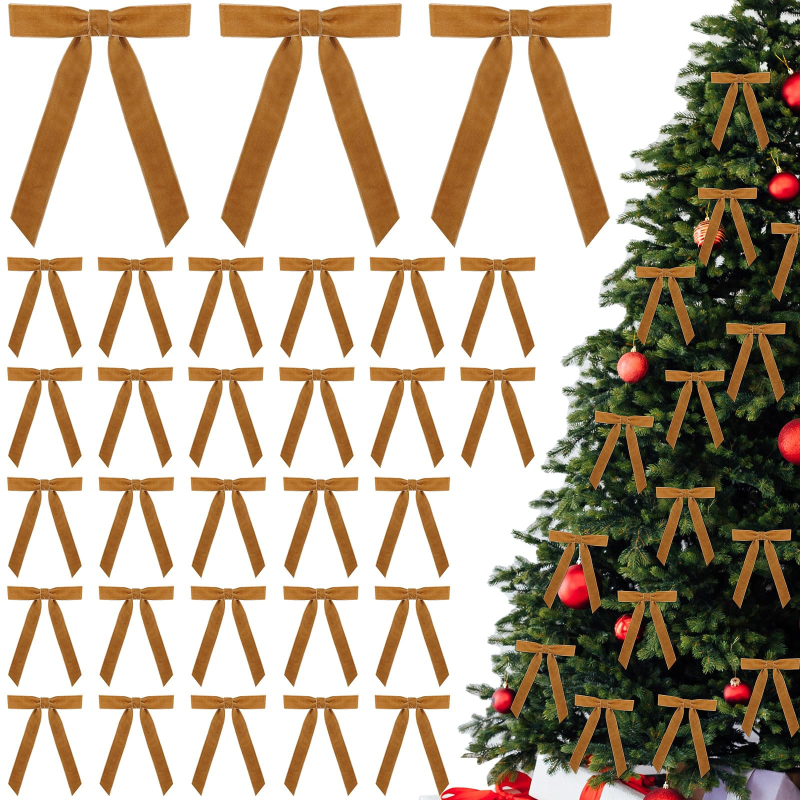 30 Pcs Christmas Velvet Wreath Bows, 5 x 7 Inch Vintage Velvet Ribbon Rustic Crafts Gift Bows for... | Amazon (US)