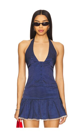 Annara Halter Top in Blue & White Dot | Revolve Clothing (Global)