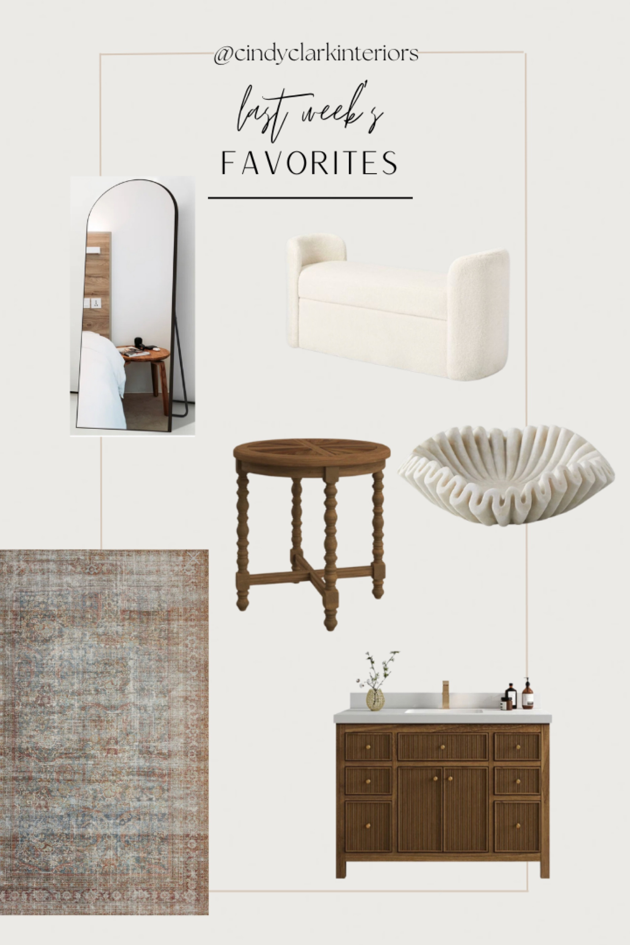 All of last week’s favorites in one place!

Marble dish, rug, mirror, Wayfair, Etsy, bench, vanity, bathroom, loloi

#LTKhome #LTKFind