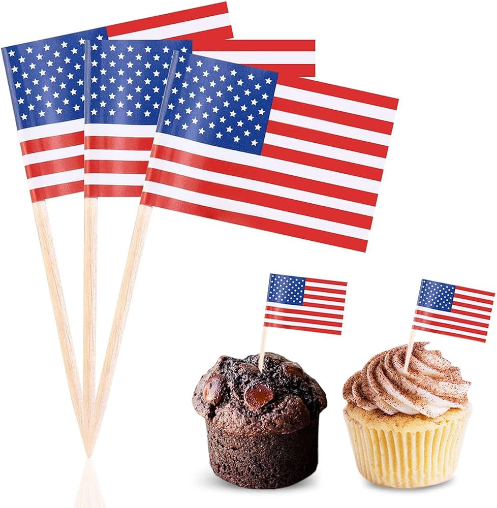 100 Pcs 4th of July American Toothpick Flag Toppers Cake Decorations Independence Day Patriotic C... | Amazon (US)
