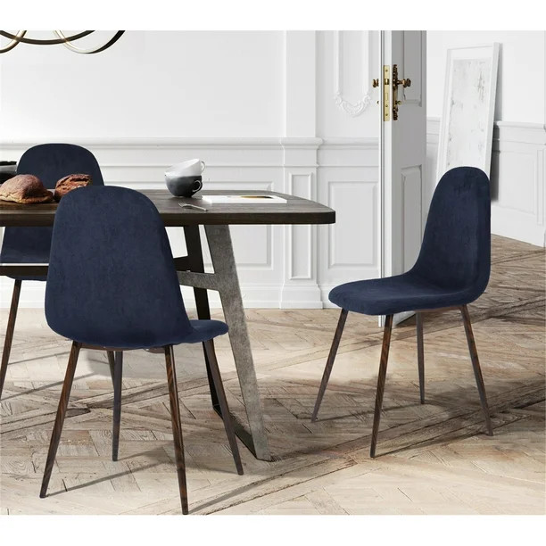 FurnitureR Mid-Century Modern Fabric Dining Chairs with Walnut Painting legs (Set of 4) - Walmart... | Walmart (US)