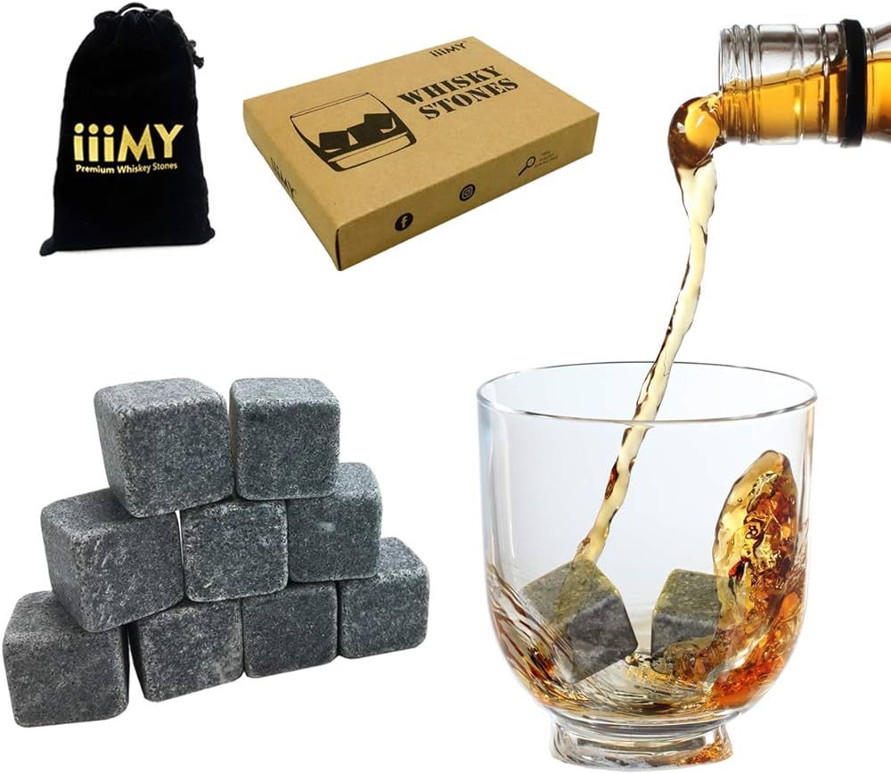 Whiskey Stones in Gift Box with Velvet Carrying Pouch, Design for Whisky, Scotch, Spirit Lovers, ... | Amazon (CA)