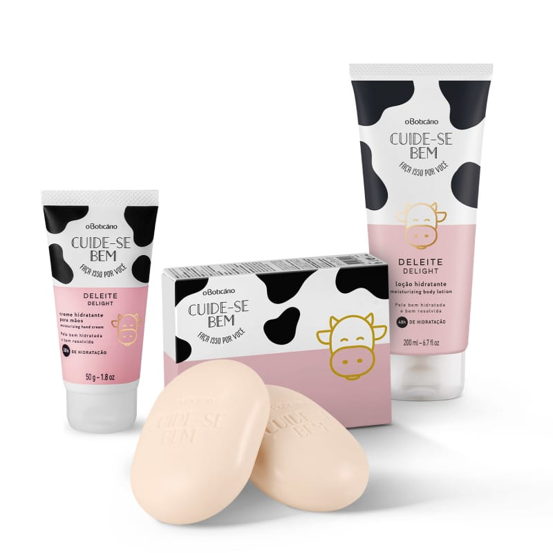 Combo Presente Cuide-se Bem Deleite: Sabonete em Barra 80g + Creme Corporal 200ml + Creme Para as... | oBoticario (BR)
