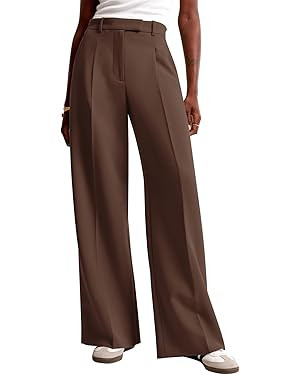 NIMIN Women Wide Leg Pants High Waisted Dressy Work Trousers Business Casual Palazzo Pants with P... | Amazon (UK)
