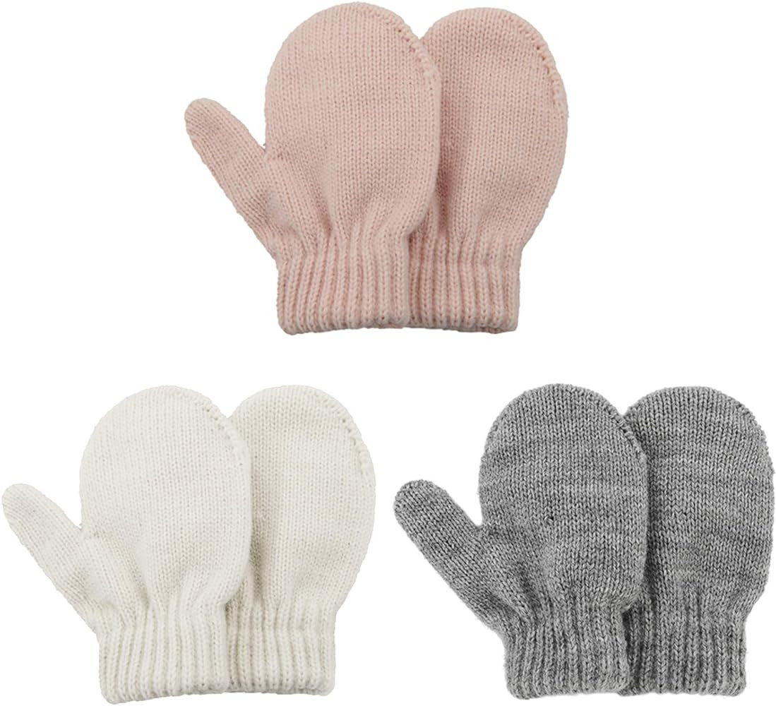 Kids Winter Toddler Mittens Multicolor Soft Knitted Gloves Thick Cold Protection Mitten | Amazon (US)