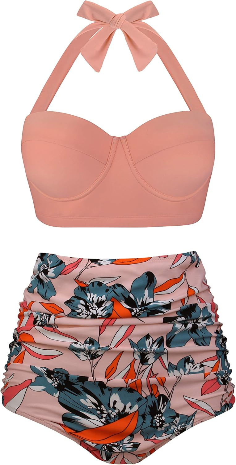 Angerella Women Vintage Polka Dot High Waisted Bathing Suits Bikini Set | Amazon (US)