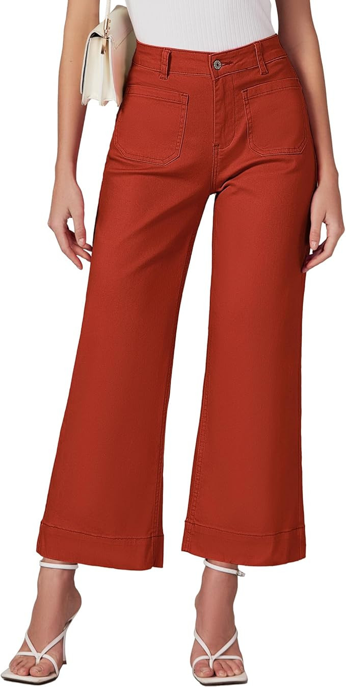luvamia Wide Leg Jeans for Women Trendy High Waisted Crop Flare Jeans Pants | Cropped Baggy Jeans... | Amazon (US)