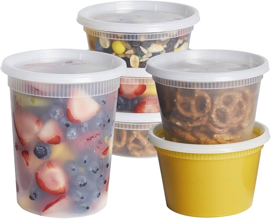 GUSTO To Go Food Containers with Lids [8 oz, 16 oz, 32 oz - 48 Count] - Deli Plastic Food Storage... | Amazon (US)