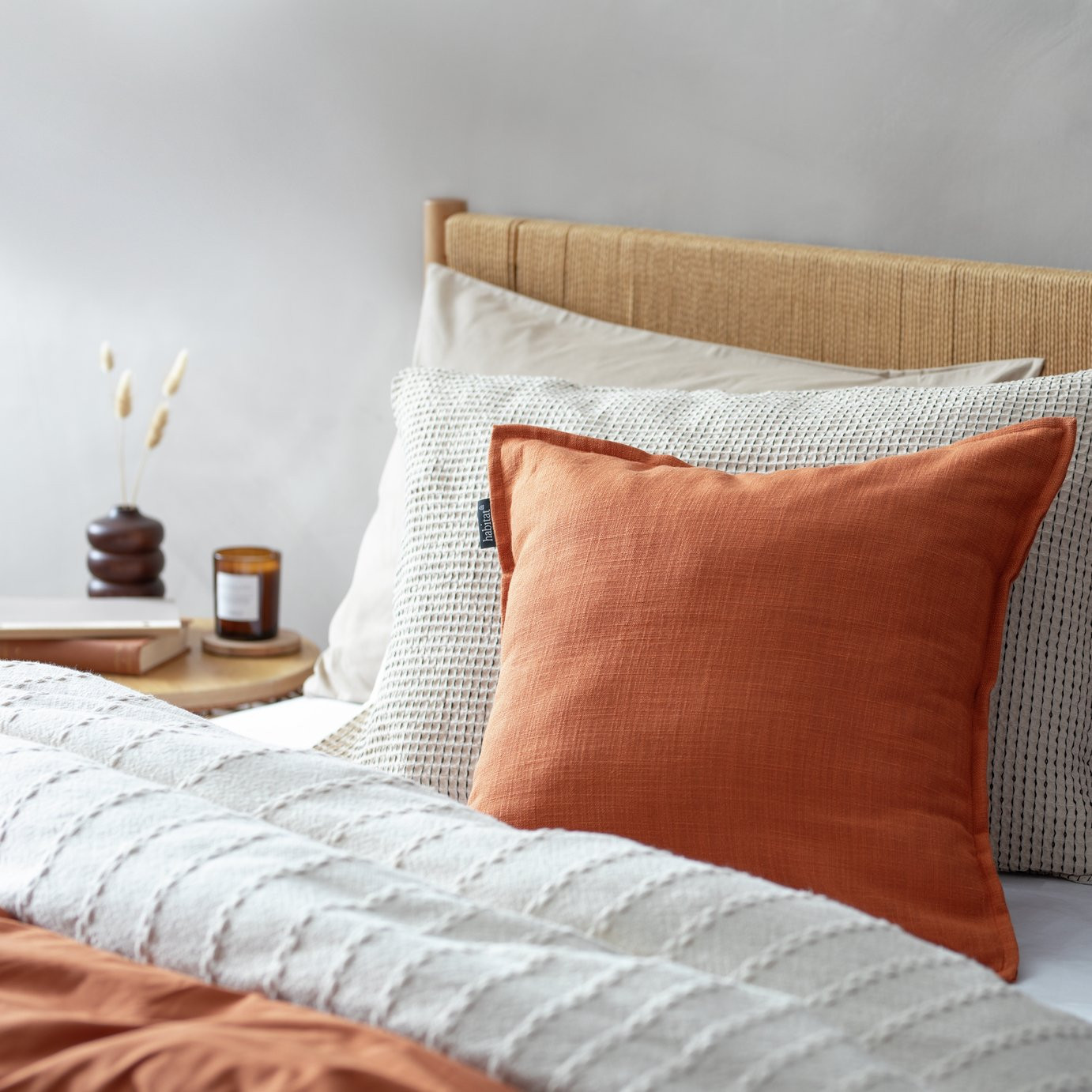 Habitat Linen Look Cushion - Terracotta - 50x50cm | argos.co.uk