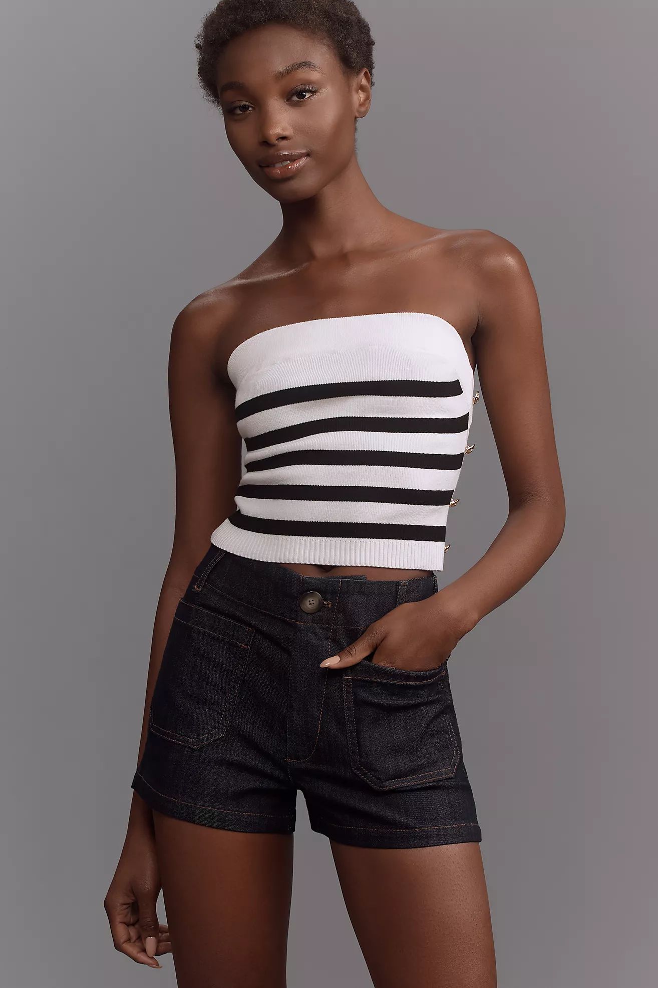 By Anthropologie Striped Side-Button Tube Top | Anthropologie (US)
