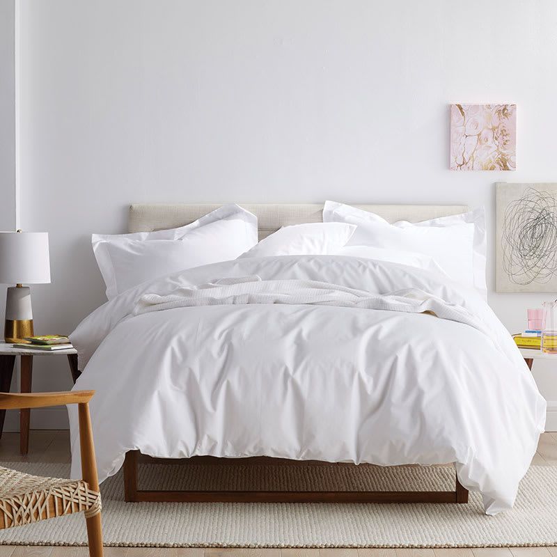 Classic Cool Cotton Percale Bed Duvet Cover - Ivory, Queen | The Company Store