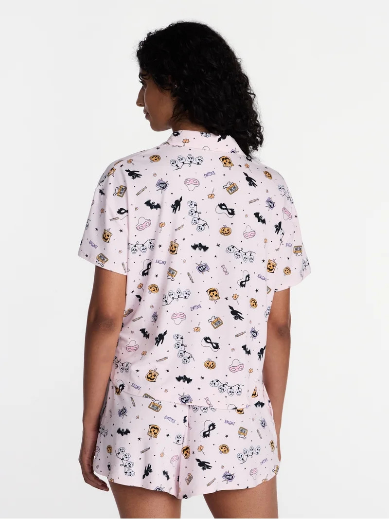 Halloween Women's Notched Top and Shorts Pajama Set from Way to Celebrate, 2-Piece, Sizes XS-3X | Walmart (US)