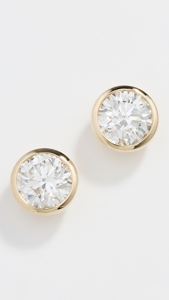 Bezel Set Round Lab Grown Diamond Stud Earrings | Shopbop