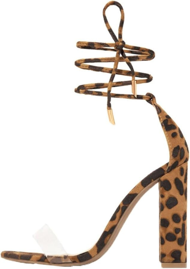 Womens Heeled Sandals All-match Fashion Lace Up Sandal Open Toe Chunky High Heels Party Dress Sum... | Amazon (US)