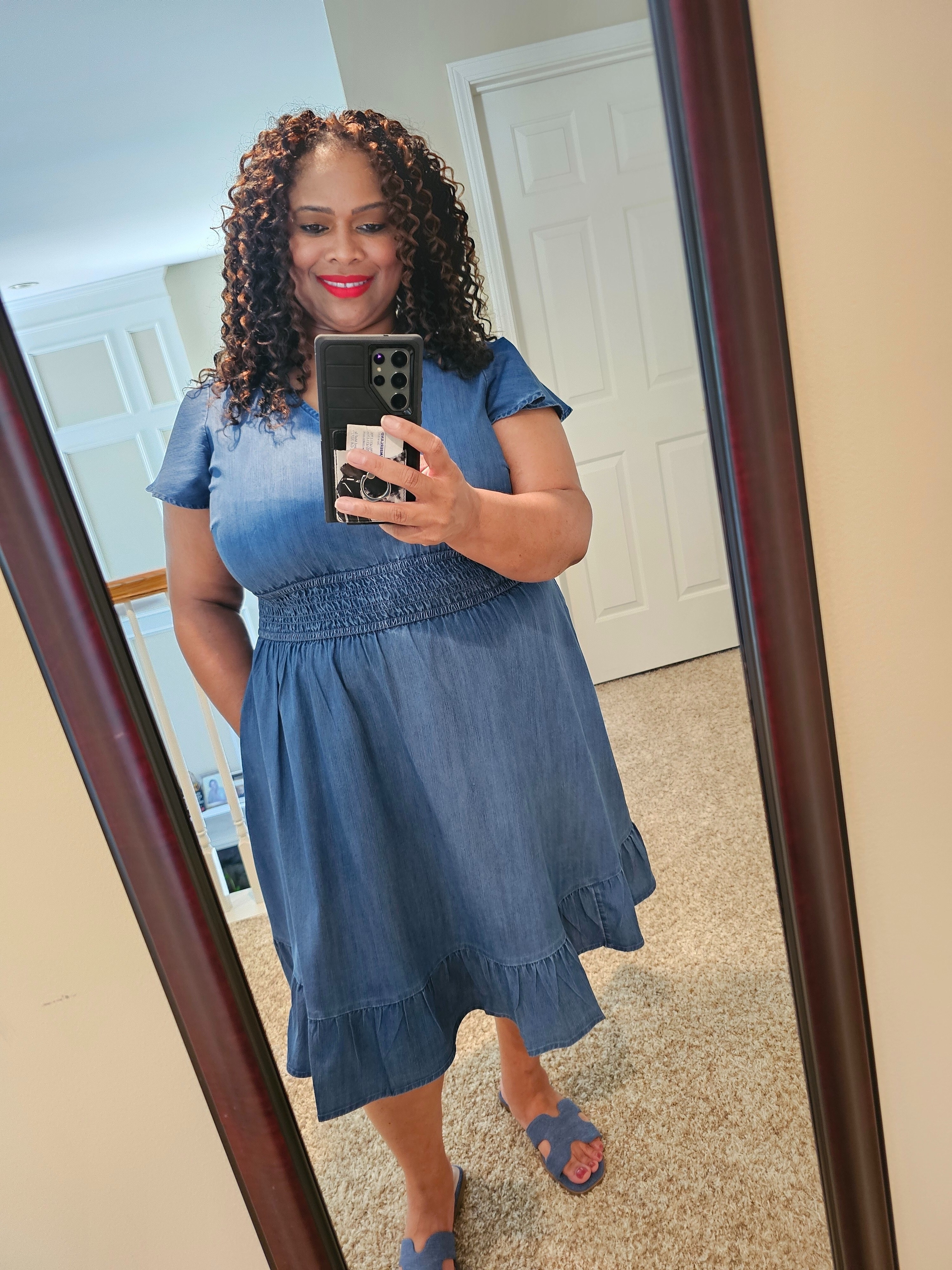Easy denim on denim dress for errands and brunch.  Machine washable.

#LTKPlusSize #LTKOver40 #LTKootd
