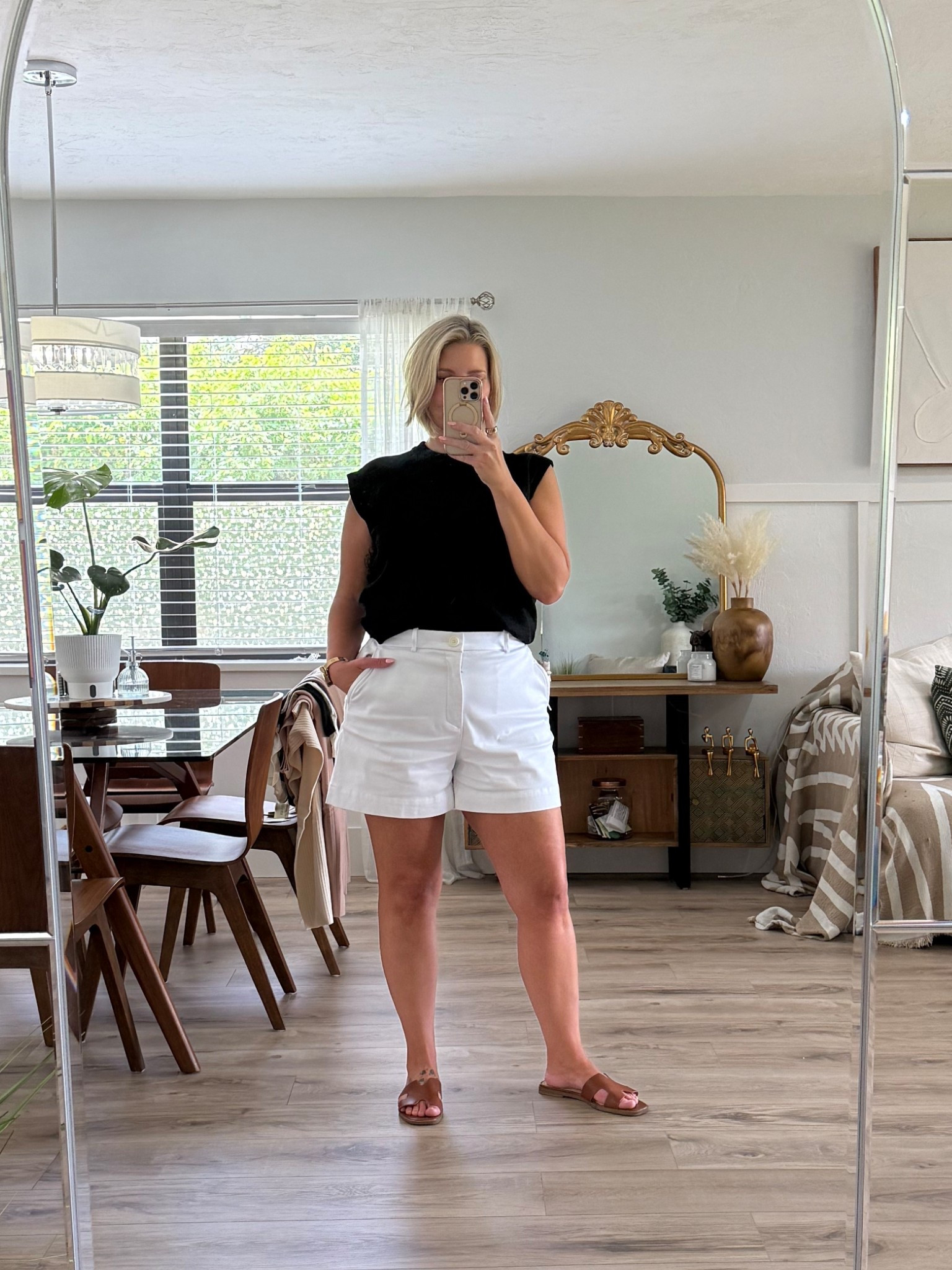 Black & White is ALWAYS a good idea! 

Tank is a little older from Target, but I’ll find something similar to link up. 

Shorts from Spanx. These have quickly become some of my favorite shorts! The tailored look with the side zip pockets, are perfection. I’m wearing a large and they fit tts. 

Sandals from Target 

Earrings from Melinda Maria use code LEEANN for 10% off your order

Summer staples, summer outfit, 

#LTKStyleTip #LTKFindsUnder100 #LTKOver40