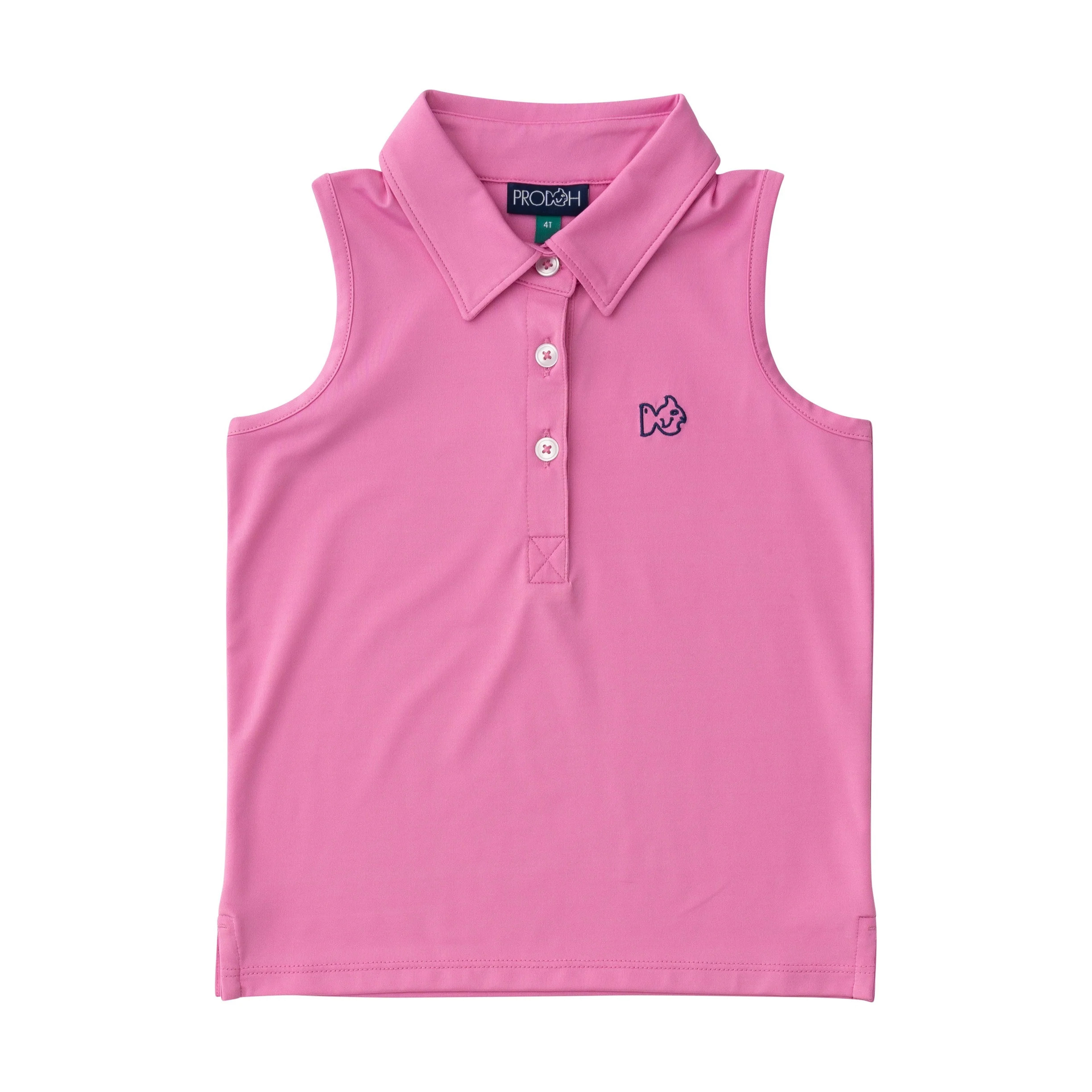 Girls Sleeveless Pro Performance Polo Shirt in Fuchsia Pink | PRODOH
