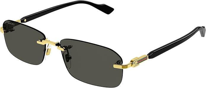 Gucci Rectangular Narrow Rimless Sunglasses, Gold-Black-Grey, One Size | Amazon (US)