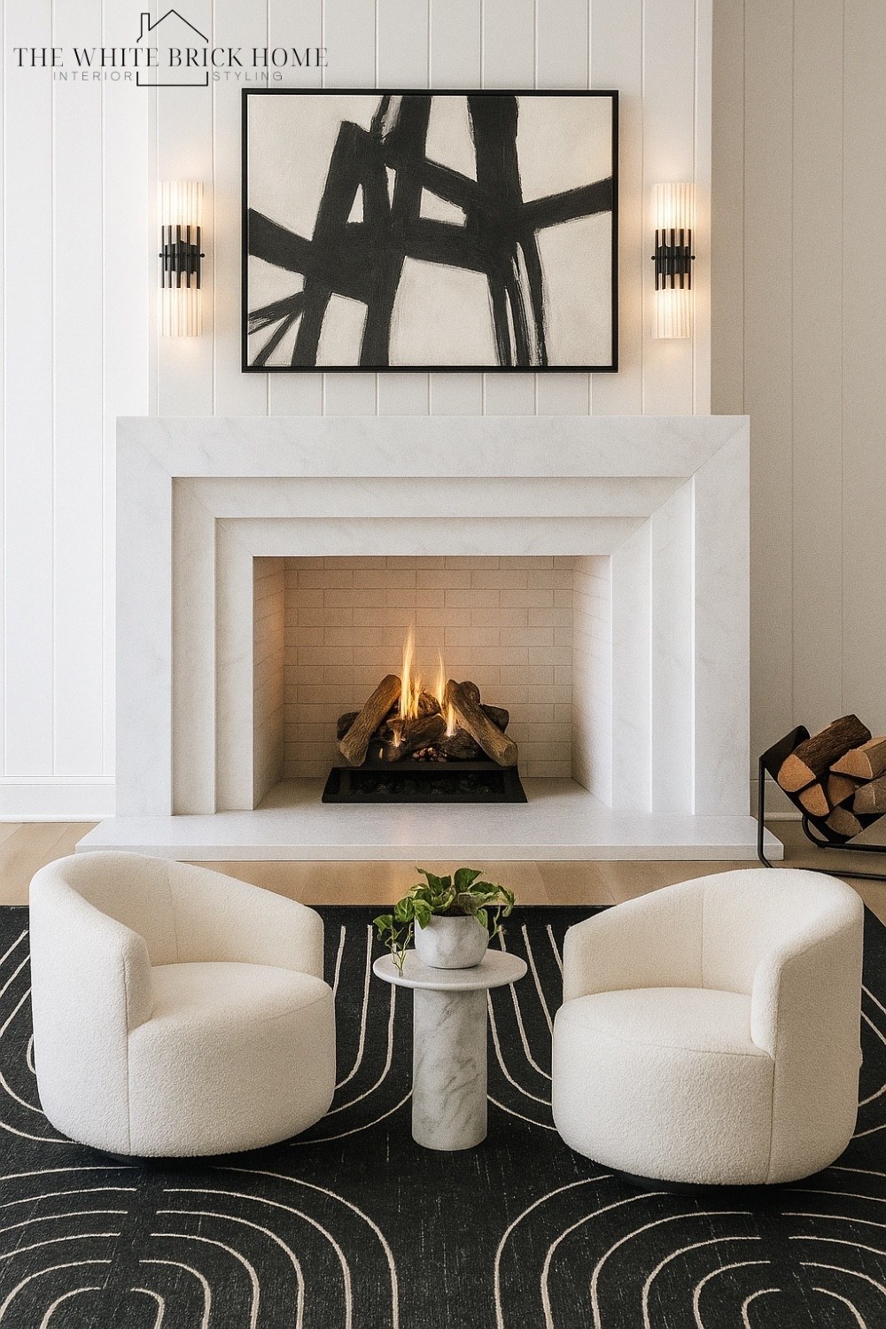 I love this bold statement art above a fireplace, especially mixed with glass sconces and clean lined furniture like these swivel chairs from Walmart. 

🖤🖤

Living room, living room decor, living room design, living room ideas, home decor, home design, living room design, fireplace, fireplace decor, wall sconces, area rug, accent chairs, living room seating, living room furniture, modern living room, modern home, living room decor ideas, Walmart, Etsy, crate and barrel, cb2 


#LTKSaleAlert #LTKStyleTip #LTKHome