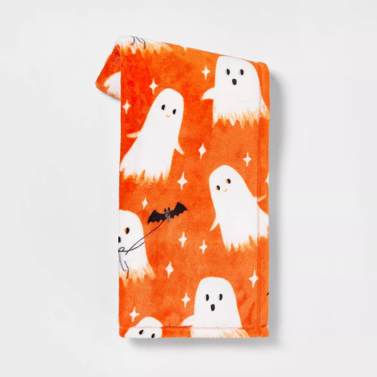 Ghost with Bat Printed Plush Halloween Throw Blanket - Hyde & EEK! Boutique™ | Target